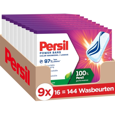 9x Persil Wasmiddel Power Bars Color 16 stuks