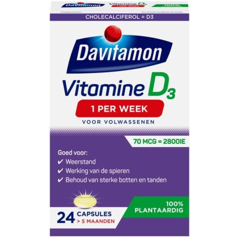 4x Davitamon Vitamine D Vegan 1 Per Week 24 capsules