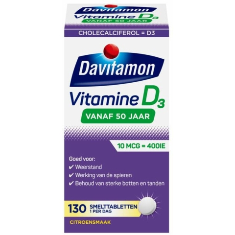4x Davitamon Vitamine D3 Vanaf 50 Jaar 130 smelttabletten
