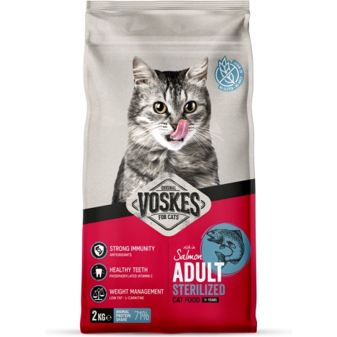 6x Voskes Kattenbrokken Sterilized Adult Zalm 2 kg