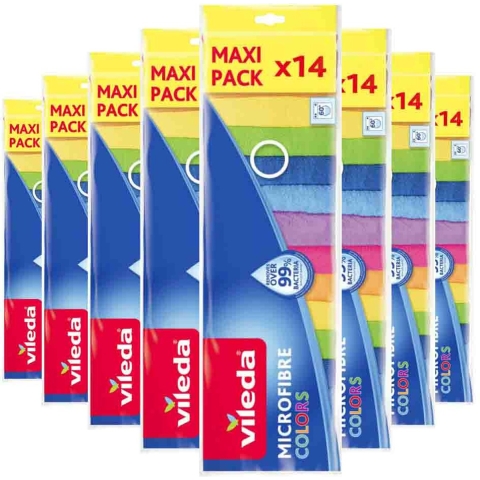 8x Vileda Microvezeldoek Colors 14 stuks