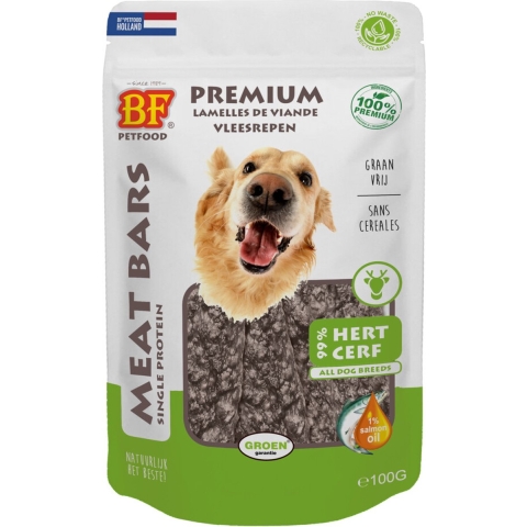 12x BF Petfood Meat Bars Hert 100 gr