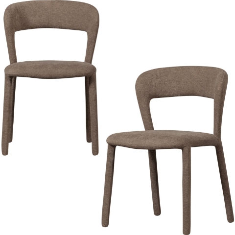 BePureHome Noble Eetkamerstoel - Polyester - Taupe - Set van 2