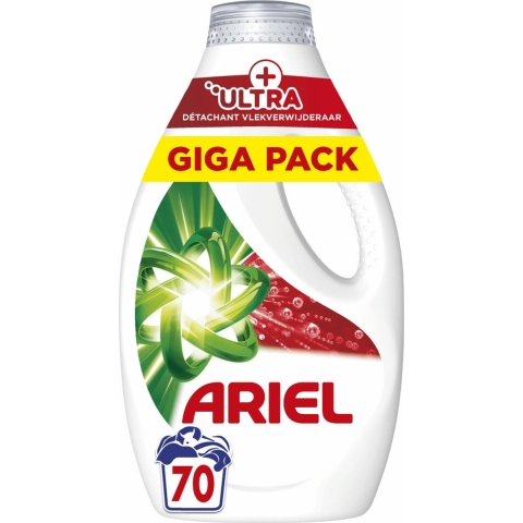 4x Ariel Vloeibaar Wasmiddel +Ultra Vlekverwijderaar 70 Wasbeurten 3150 ml