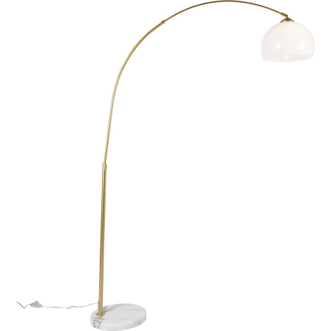 QAZQA Smart booglamp messing met witte kap incl. Wifi A60 - Arc Basic