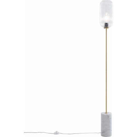 QAZQA Art Deco vloerlamp messing met helder glas - Rid