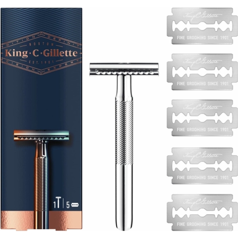6x King C. Gillette Double Edge Safety Razor Houder en Scheermesjes 5 stuks