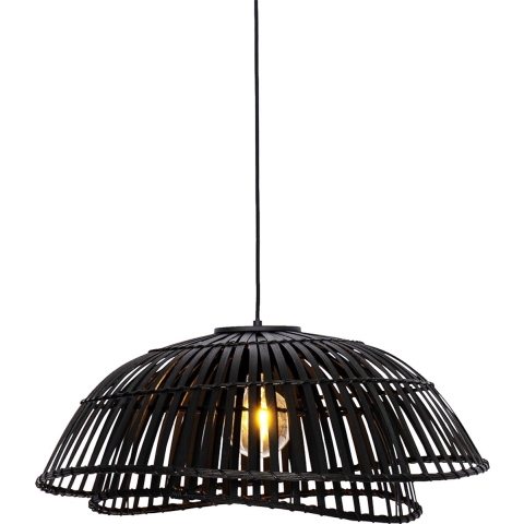 QAZQA Oosterse hanglamp zwart bamboe 62 cm - Pua