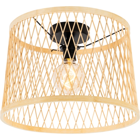 QAZQA Landelijke plafondlamp rotan 40 cm IP44 - Calamus