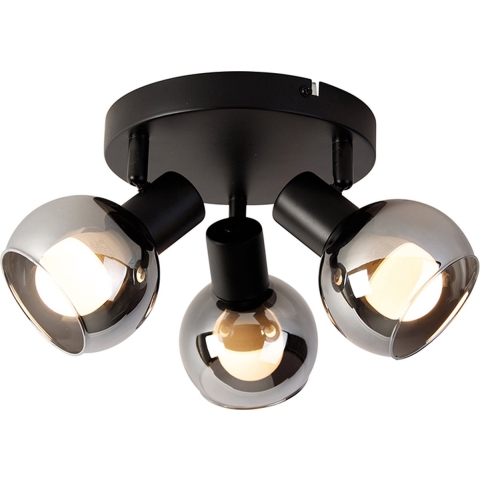 QAZQA Smart plafondspot zwart met smoke glas incl. 3 Wifi P45 - Vidro