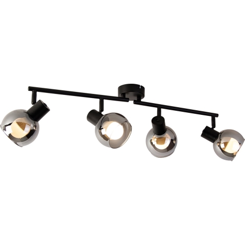 QAZQA Smart plafondlamp zwart met smoke glas incl. 4 Wifi P45 - Vidro