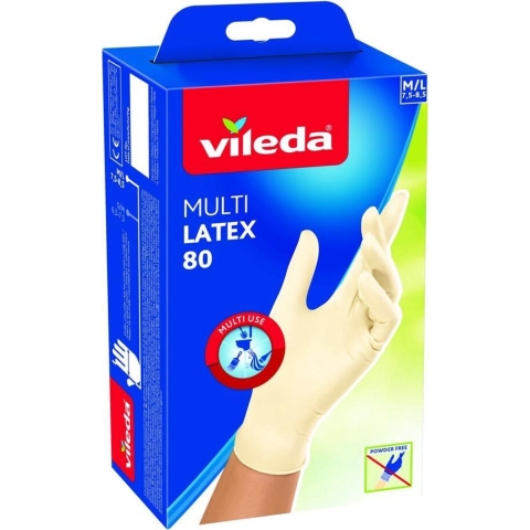 12x Vileda Multi Latex Handschoenen M/L 80 Stuks