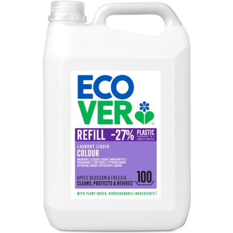 4x Ecover Vloeibaar Wasmiddel Color Appelbloesem Freesia 100 Wasbeurten 5 liter