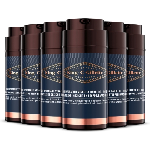 6x King C. Gillette Hydraterende Gezicht en Stoppelbaard Crème 100 ml