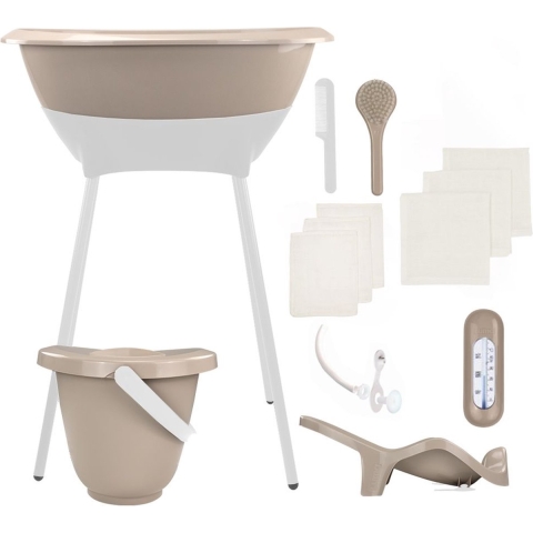 Bad & Verzorgingsset Luma Taupe/White met Hydrofiele Starterset Ecru