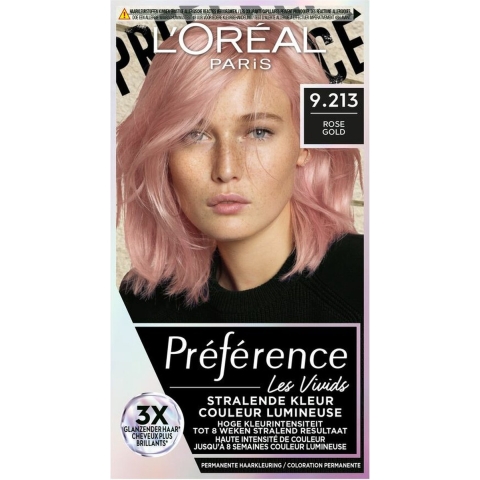 6x L'Oréal Preference Vivids Permanente Haarkleuring 9.213 Rose Gold