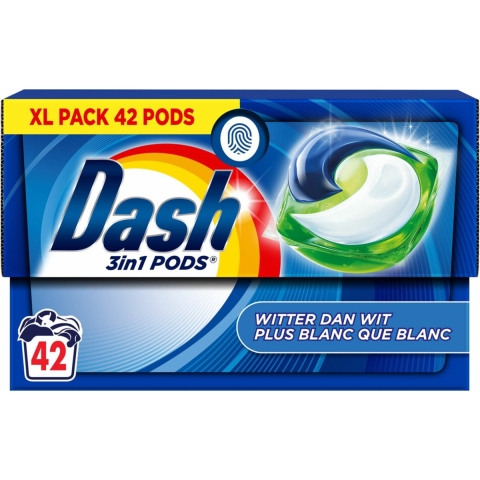 4x Dash Wasmiddelcapsules 3in1 Pods Witter dan Wit 42 stuks