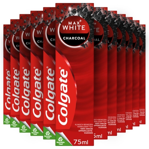 12x Colgate Tanpasta Max White Active Charcoal 75 ml