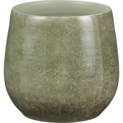 Mica Decorations Oliver Bloempot - H22 x Ø24 cm - Terracotta - Groen
