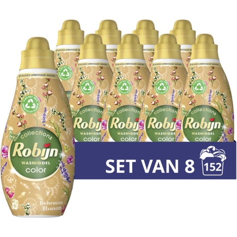 8x Robijn Klein&Krachtig Wasmiddel Bohemian Blossom 19 Wasbeurten 665 ml