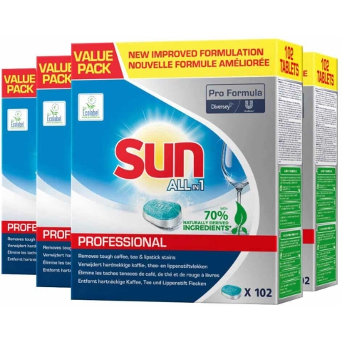 4x Sun Professional Vaatwastabletten All in 1 Pro Formula 102 stuks
