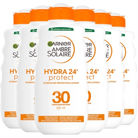 6x Garnier Ambre Solaire Hydra 24 Zonnebrandmelk SPF 30 200 ml