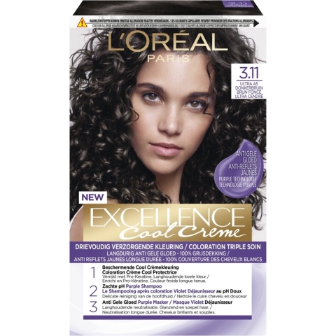 6x L'Oréal Excellence Cool Crème Permanente Crèmekleuring 3.11 - Ultra As Donkerbruin