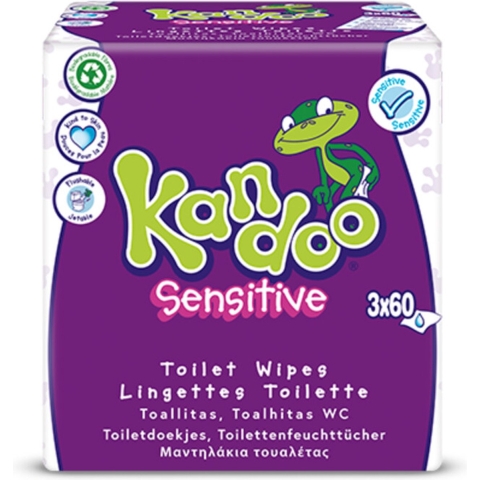 6x Kandoo Vochtige Toiletdoekjes Sensitive 3 x 60 stuks
