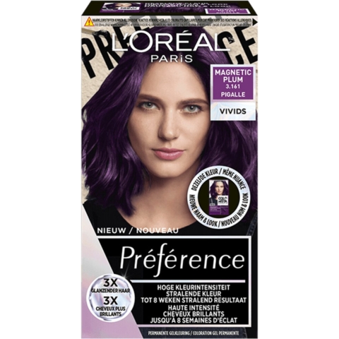 6x L'Oréal Preference Vivids Permanente Haarkleuring 3.161 Magnetic Plum