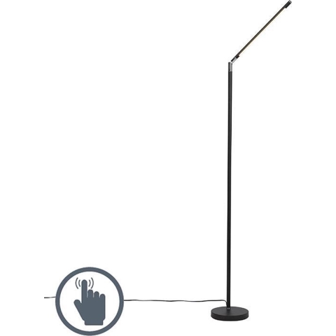 QAZQA Moderne vloerlamp zwart incl. LED met touch dimmer - Berdien