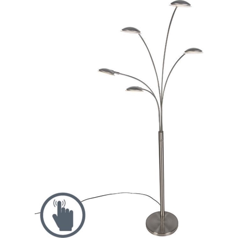 QAZQA Vloerlamp staal incl. LED met touch dimmer - Sixties Trento