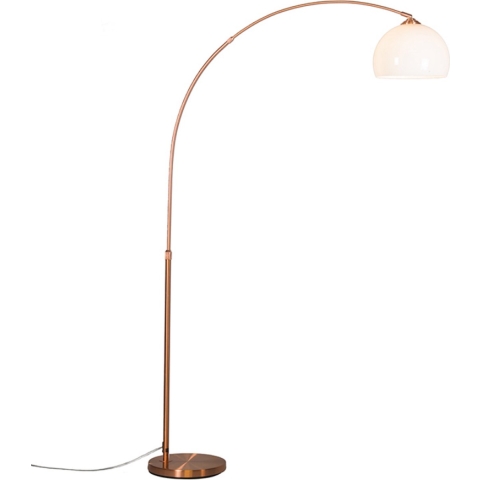 QAZQA Moderne booglamp koper met witte kap - Arc Basic