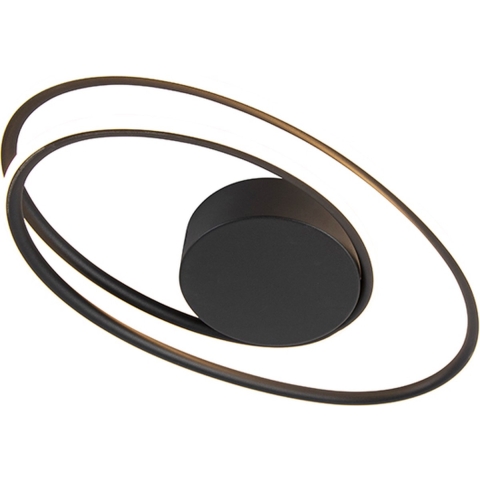 QAZQA Design plafondlamp zwart incl. LED 3 staps dimbaar - Rowan