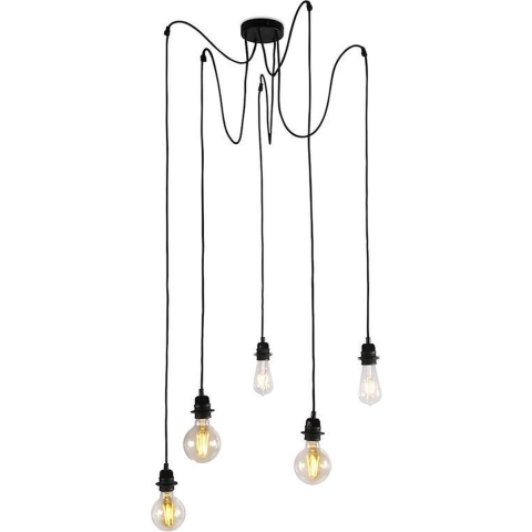 QAZQA Industriële hanglamp zwart 5-lichts - Cava