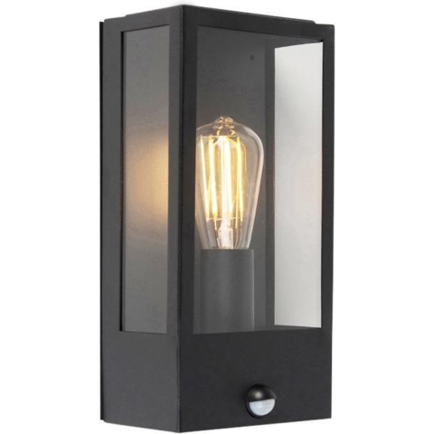 QAZQA Buiten wandlamp zwart met bewegingsmelder IP44 - Rotterdam