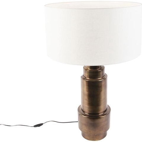 QAZQA Art deco tafellamp met kap wit 50 cm - Bruut