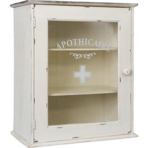 Clayre & Eef Medicijnkastje 47x27x55 cm Wit Hout Glas Rechthoek