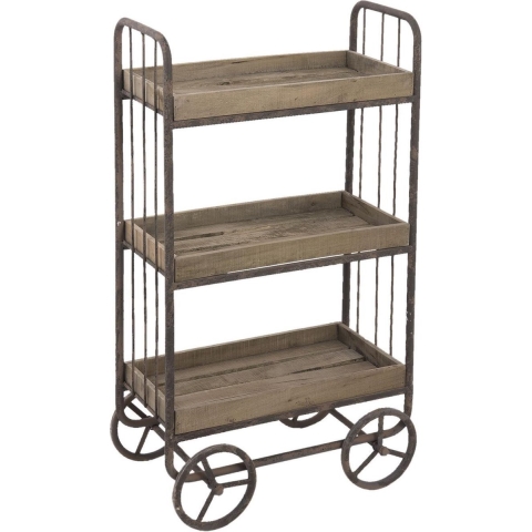 Clayre & Eef Keukentrolley 51x26x94 cm Bruin Hout Ijzer Rechthoek