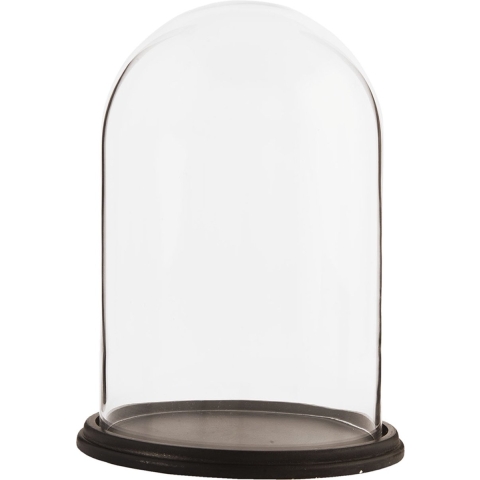 Clayre & Eef Stolp Ø 23x31 cm Bruin Hout Glas Rond Glazen Stolp