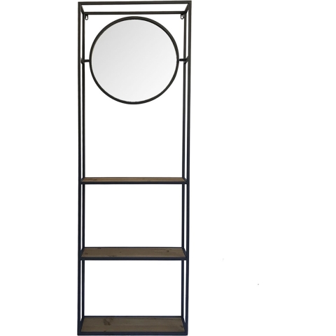 Clayre & Eef Spiegel 53x165 cm Zwart Hout Rond Grote Spiegel