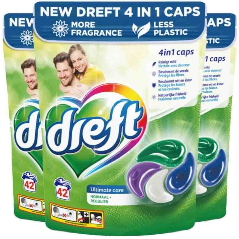 6x Dreft Wasmiddel Capsules Ultimate Care 42 stuks
