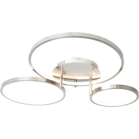 QAZQA Moderne plafondlamp staal incl. LED en dimmer- Rondas