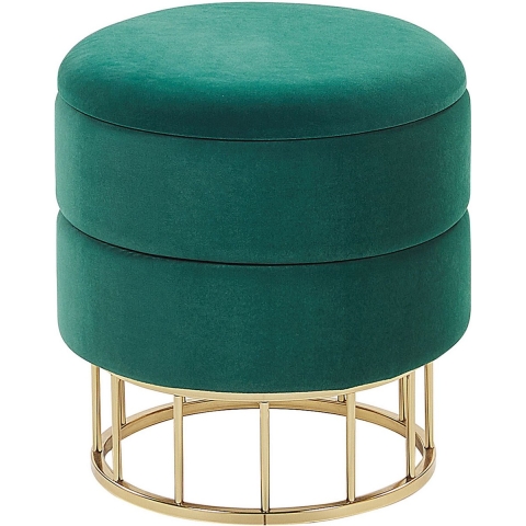 Beliani - ELGIN - Poef - Groen - 37 cm - Fluweel
