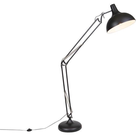 QAZQA Industriële vloerlamp zwart verstelbaar - Hobby