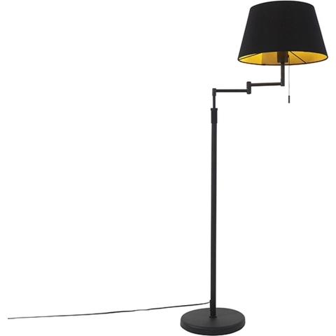 QAZQA Vloerlamp zwart met zwarte kap en verstelbare arm - Ladas