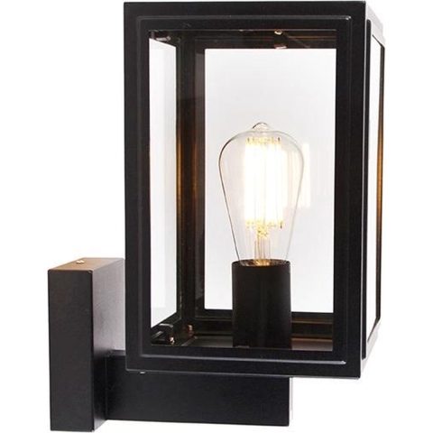 QAZQA Landelijke wandlamp zwart IP44 - Sutton Up