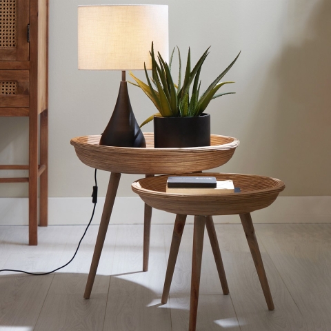 Light & Living - Bijzettafel COLON - Ø56x48cm - Bruin - Set van 2