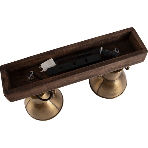 QAZQA Plafondlamp brons 2-lichts met hout - Mangoes