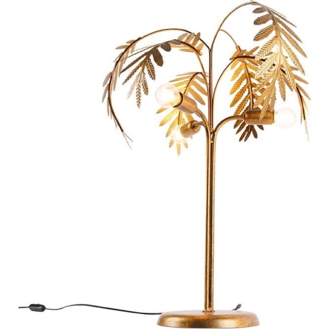 QAZQA Art Deco tafellamp goud 3-lichts - Botanica