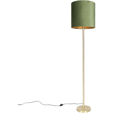 QAZQA Botanische vloerlamp messing met groene kap 40 cm - Simplo